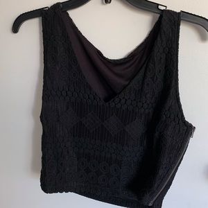 V Neck Black Crop Top
